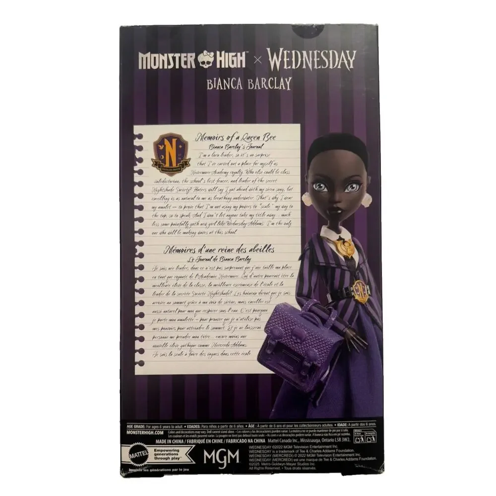 Monster High x Wednesday Bianca Barclay Doll Netflix Series Mattel New In Box